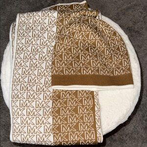 Michael Kors Tan and White Logo Knit Set